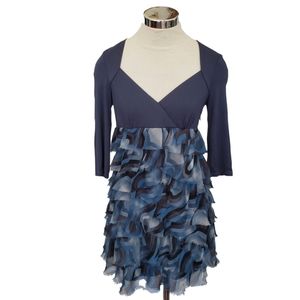 BCBGeneration Blue Chiffon Sweetheart Neckline Dre